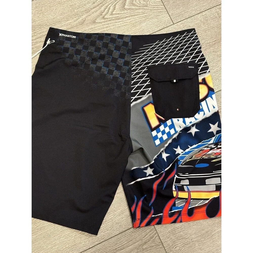 Hurley x Nascar Mens Board Shorts Phantom‎ Racetrack Swim Size 30 Black